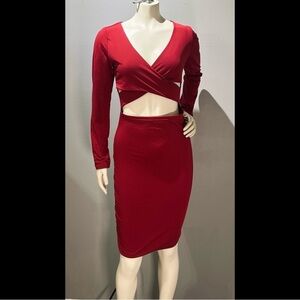 Elegant Red Cut-Out Midi Dress